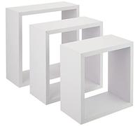 Homéa Décoration, Set de 3 Cubes Gigognes MDF 23/26,5/30 cm Blanc