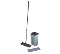 Homéa Essentiel, Set Mop Compact Seau Plastique Bicolore Anthracite/Bleu Givre