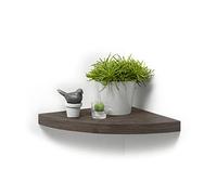 Homéa, Etagere d'Angle Flottante MDF L25 x 25 cm Chêne Noyer