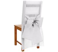 Homéa, Housse de Chaise + Noeud en Tissu Non Tissé Blanc /6 - Long,54 x H93 cm