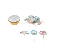 Homéa, Kit Décoration Cupcakes: 24 Caissettes+24 Décos Rainbow