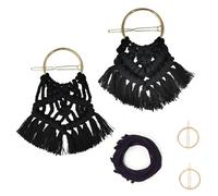Homéa, Kit pour 2 Barrettes Cheveux Macrame 15 x 20 x 2 cm Noir