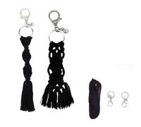 Homéa, Kit pour 2 Porte-Cles Macrame 3 x 17 cm Fini Noir