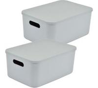 Homea - Lot de 2 boîtes avec couvercle CHROMACASE - 10,5 L - Gris - Chromacase Douceur d'intérieur Gris G