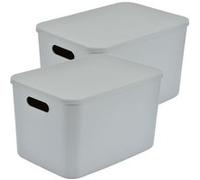 Homea - Lot de 2 boîtes avec couvercle CHROMACASE - 15,5 L - Gris - Chromacase Douceur d'intérieur Gris G