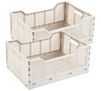 Homea - Lot de 2 cagettes pliables FOLDY - Taille L - Beige - Foldy Douceur d'intérieur Beige G