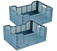 Homea - Lot de 2 cagettes pliables FOLDY - Taille L - Bleu - Foldy Douceur d'intérieur Bleu G