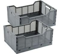 Homea - Lot de 2 cagettes pliables FOLDY - Taille L - Gris - Foldy Douceur d'intérieur Gris G