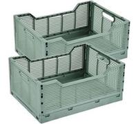 Homea - Lot de 2 cagettes pliables FOLDY - Taille L - Sauge - Foldy Douceur d'intérieur G