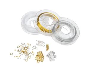 Homéa, Lot de Fils et Fermoirs Or/Argent/Transparent