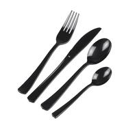 Homéa, Ménagere 6 Fourchettes + 6 Couteaux + 6 Cuilleres + 6 Petites Cuilleres Ps Noir