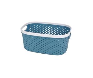 Homéa, Paniere Ajourée Plastique 3,5L 24,5 x 17,5 x H12,5 cm Bicolore Bleu Paon