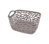 Homéa, Paniere Motif Vegetal Plastique 14L 35 x 25,5 x H21 cm Taupe