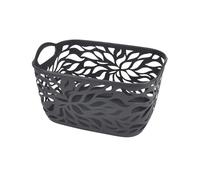 Homéa, Paniere Motif Vegetal Plastique 14L 35 x 25 x H21 cm Anthracite
