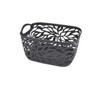 Homéa, Paniere Motif Vegetal Plastique 7,5L 29 x 22,5 x H16 cm Anthracite