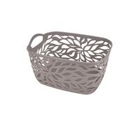 Homéa, Paniere Motif Vegetal Plastique 7,5L 29 x 22,5 x H16 cm Taupe