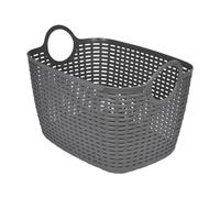 Homéa, Paniere Tressée Anses Rondes Plastique 30L 40 x 28,5 x H26,5 cm Anthracite