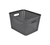 Homéa, Paniere Tressée Plastique 13L 36 x 25 x H15 cm Anthracite