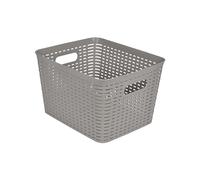 Homéa, Paniere Tressée Plastique 13L 36 x 25 x H15 cm Taupe