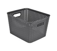 Homéa, Paniere Tressée Plastique 23L 35 x 29,5 x H22 cm Anthracite
