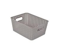 Homéa, Paniere Tressée Plastique 9L 30 x 23 x H13 cm Taupe