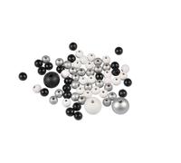 Homéa, Perles en Bois Rondes Environ 63 Perles 25 Gr 10/20Mm Argent/Noir/Blanc