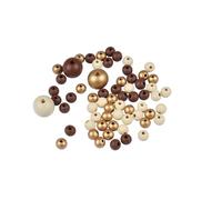 Homéa, Perles en Bois Rondes Environ 63 Perles 25 Gr 10/20Mm Beige/Or/Brun