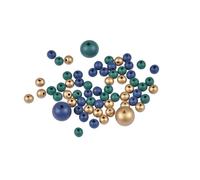 Homéa, Perles en Bois Rondes Environ 63 Perles 25 Gr 10/20Mm Bleu Paon