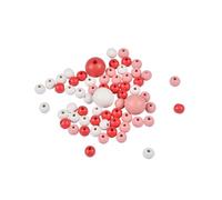 Homéa, Perles en Bois Rondes Environ 63 Perles 25 Gr 10/20Mm Corail/Blanc