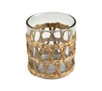 Homéa, Photophore en Verre et Matière Naturelle D9 x H10 cm Jardin d'Eden