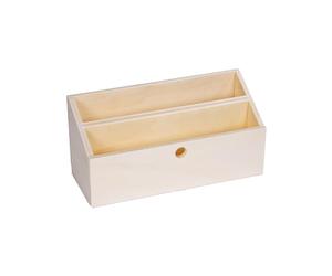 Homéa, Porte Lettres Bois Scandi 2 Compartiments 23 x 9 x H11 cm