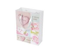 Homéa, Sac Cadeau Papier Poignée Ruban Romantique Coeur H29 cm