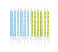 Homéa, Set de 12 Bougies Anniversaire Magiques+Support H6 cm Bleu et Vert