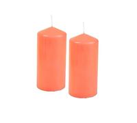 Homéa, Set de 2 Bougies Pilier D5 x H10 cm Essentiel Coloris Corail