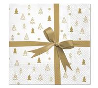 Homéa, Set de 20 Serviettes en Papier 3 Plis 33 x 33 cm Cadeau Dore