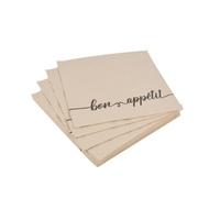 Homéa, Set de 20 Serviettes en Pulpe de Bambou 3 Plis 33 x 33 cm Vintage Lunch Bon Appetit, Naturel