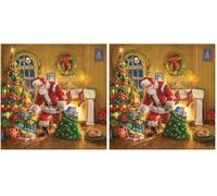 Homéa, Set de 20 Serviettes Papier 3 Plis 33 x 33 cm Père Noel et Les Cadeaux (Lot de 2)