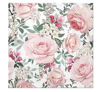 Homéa, Set de 20 Serviettes Papier 3 Plis 33 x 33 cm Roses Ecloses