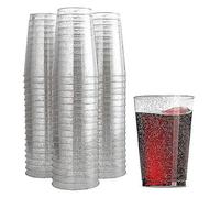 Homéa, Set de 20 Verres en Plastique Réutilisable 20Cl Paillete Argent, Tons Argentés