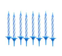 Homéa, Set de 24 Bougies Anniversaire avec Supports Plastique H5,5 cm Bleu