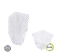 Homéa, Set de 25 Verrines en Plastique Réutilisable Carre 60Ml Argent