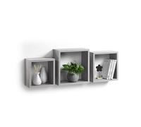 Homéa, Set de 3 Cubes Gigognes MDF 23/26,5/30 cm Chêne Blanchi