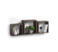 Homéa, Set de 3 Cubes Gigognes MDF 23/26,5/30 cm Noyer