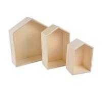 Homéa, Set de 3 Etagères Gigognes Maison à Décorer 22 cm/30,3 cm/34,5 cm
