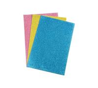 Homéa, Set de 3 Feuilles Mousse Paillettes Adhésives - Rose/Turquoise/Or