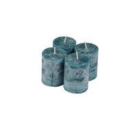 Homéa, Set de 4 Bougies Pilier D4 x H5 cm Rustique Coloris Bleu Paon
