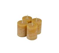 Homéa, Set de 4 Bougies Pilier D4 x H5 cm Rustique Coloris Jaune Moutarde