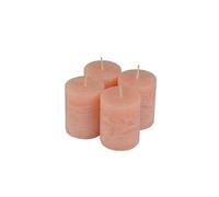 Homéa, Set de 4 Bougies Pilier D4 x H5 cm Rustique Coloris Rose Poudre