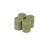 Homéa, Set de 4 Bougies Pilier D4 x H5 cm Rustique Coloris Tilleul