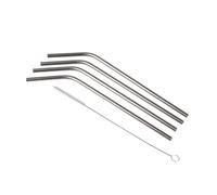 Homéa, Set de 4 Pailles en Inox Réutilisable 21,5 cm + Brosse
